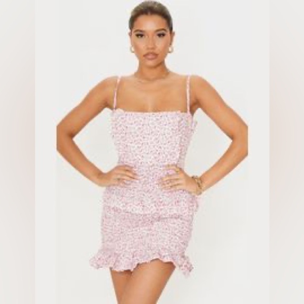 PrettyLittleThing Pink Floral Dress